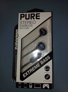 PURE Extreme Bass Stereo Earbuds with Mic - Black